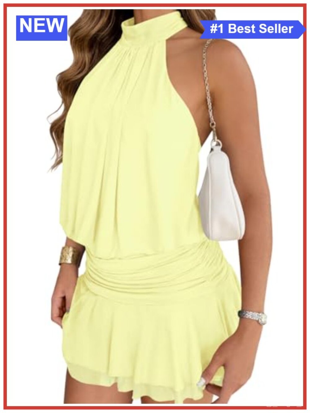 Womens Mesh Halter Mini Dress Tie Open Back Summer Going Out Club Dress